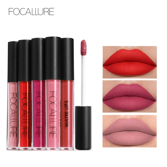 FOCALLURE Waterproof Liquid Lipstick Batom Red Velvet Lip Tint Brown Nude Matte Colourful Lipstick Makeup Cosmetics Maquiagem