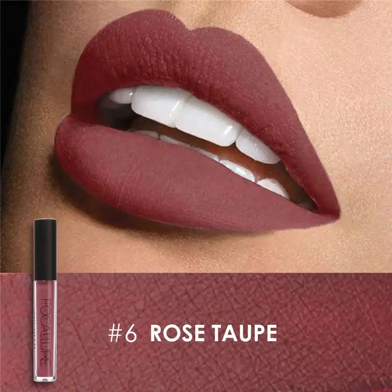 FOCALLURE Waterproof Liquid Lipstick Batom Red Velvet Lip Tint Brown Nude Matte Colourful Lipstick Makeup Cosmetics Maquiagem