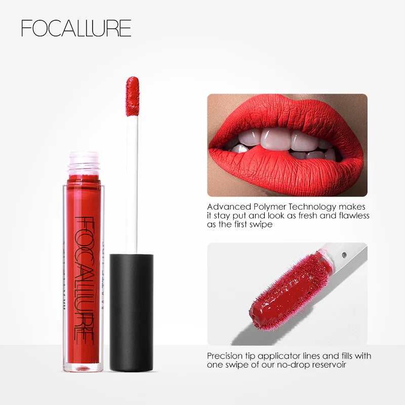 FOCALLURE Waterproof Liquid Lipstick Batom Red Velvet Lip Tint Brown Nude Matte Colourful Lipstick Makeup Cosmetics Maquiagem