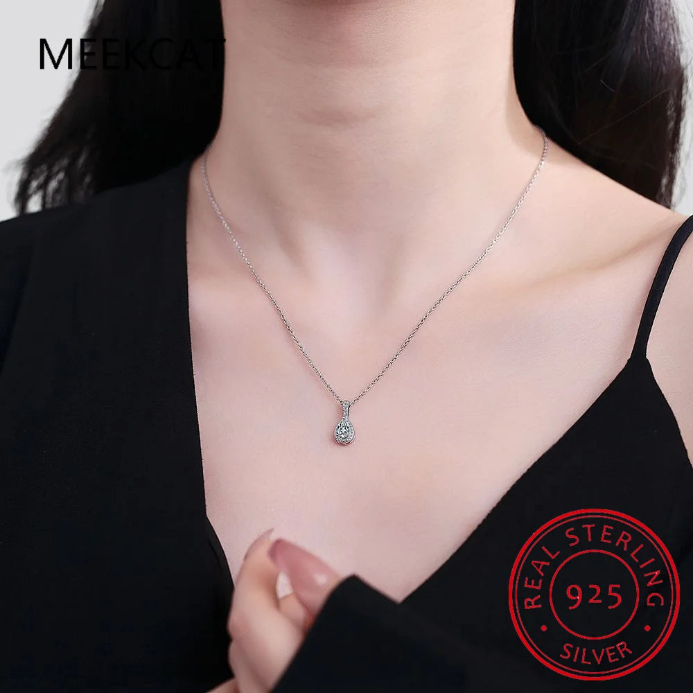 14K White Gold 2 Carat Pear Teardrop Cut D Color Moissanite Diamond Necklace With Certificate Fine Jewelry Wholesale