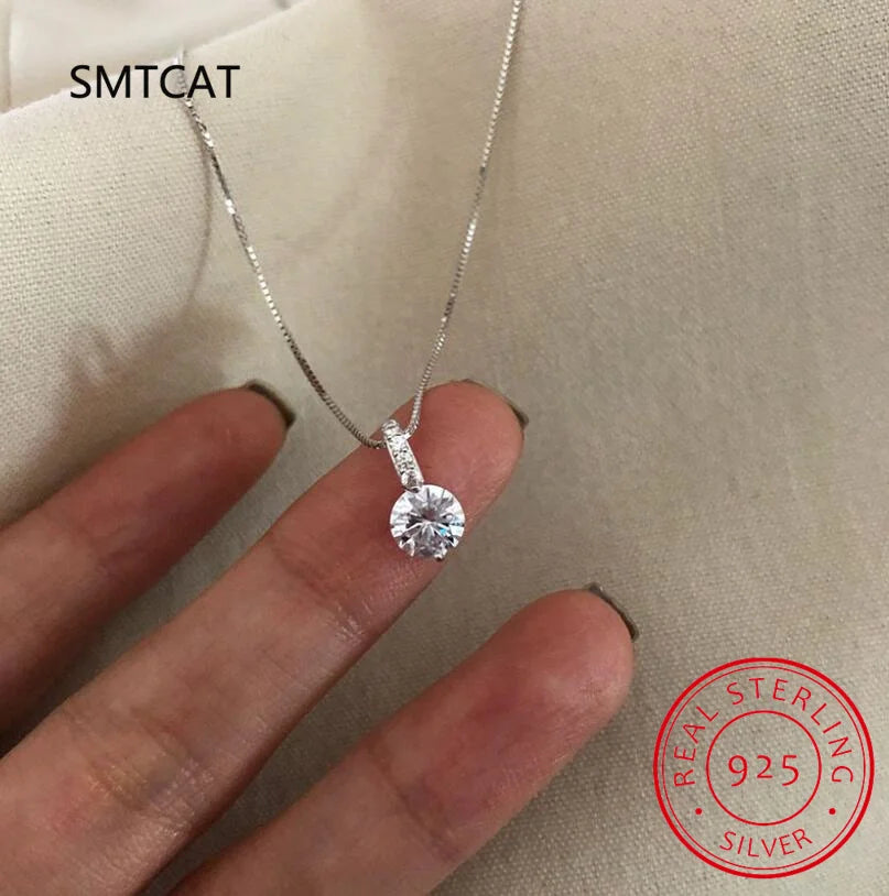 1 Carat Round Brilliant Cut Moissanite Pendant Necklace 925 Silver Flower Lab Diamond Test Past D Color Gemstone Necklace MSN007