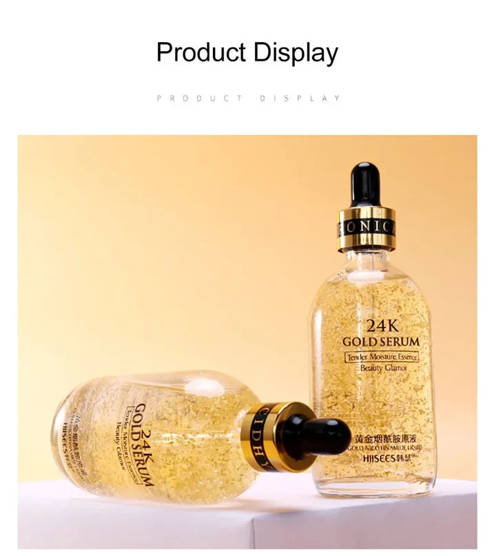 24K Gold Hyaluronic Acid Serum for Face Anti-wrinkle Anti-aging Brightening Moisturizing skincare Facial Serum Essence Face Care