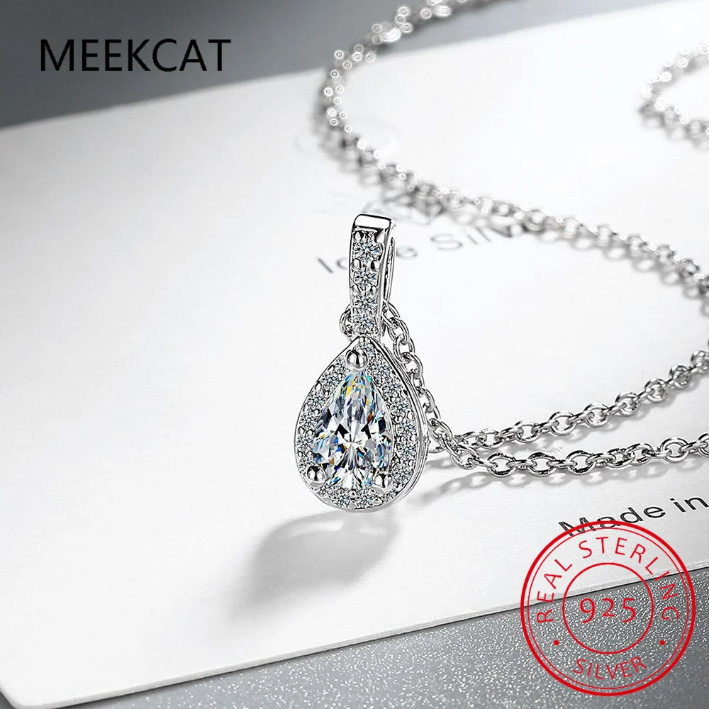 14K White Gold 2 Carat Pear Teardrop Cut D Color Moissanite Diamond Necklace With Certificate Fine Jewelry Wholesale