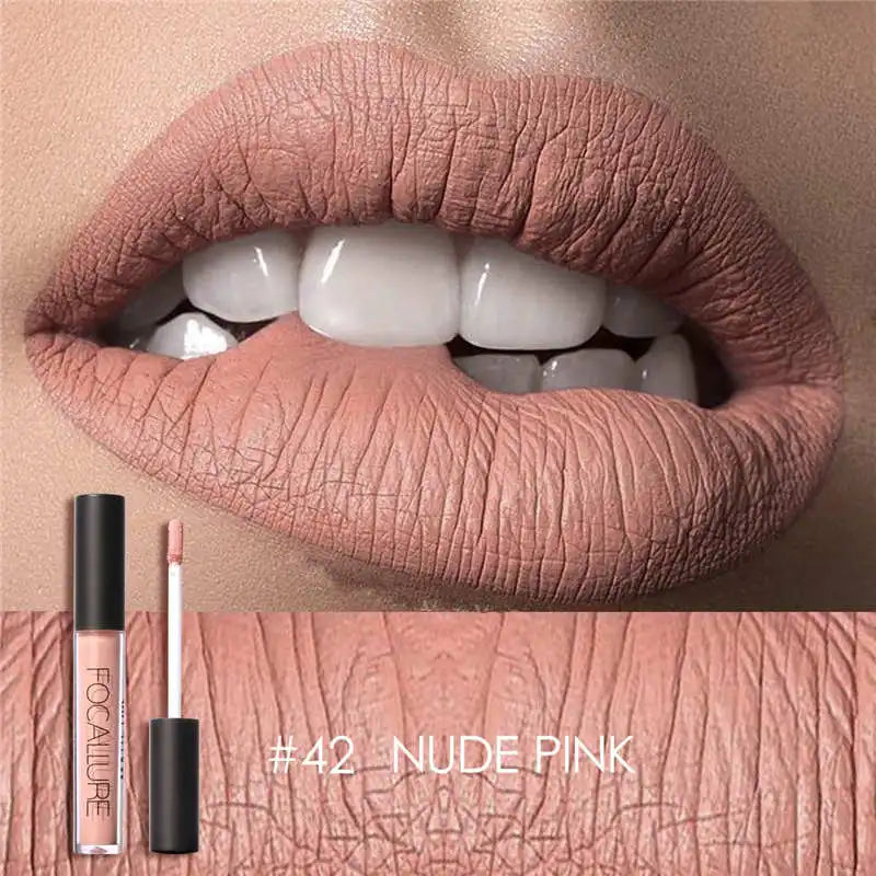 FOCALLURE Waterproof Liquid Lipstick Batom Red Velvet Lip Tint Brown Nude Matte Colourful Lipstick Makeup Cosmetics Maquiagem